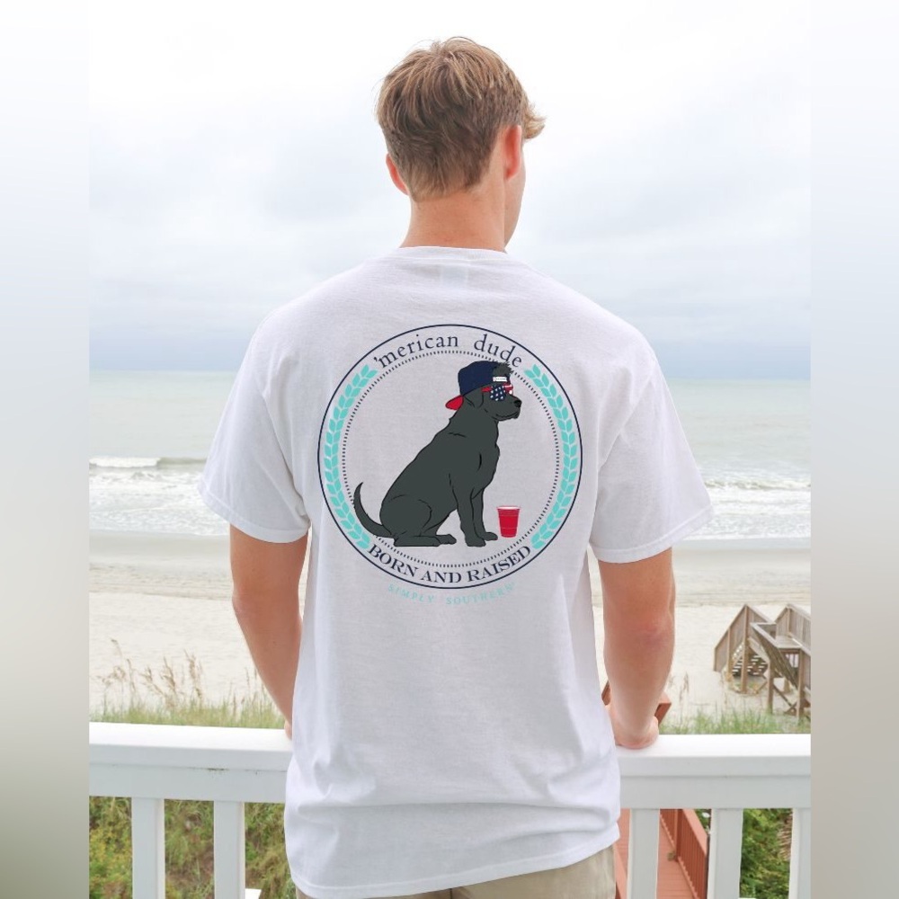 Simply Southern Black‎ Lab 'Merican Dude Short Sleeve Shirt
